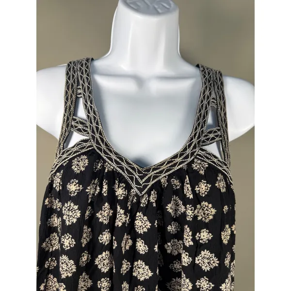 American‎ Eagle Boho Printed Swing Dress Cutout Back Mini Festival Small - Image 3