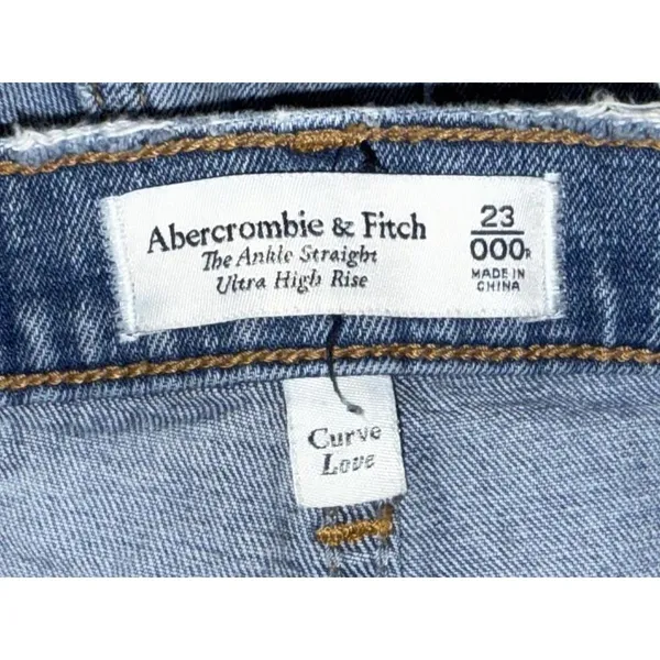 Abercrombie & Fitch Curve Love Ankle Straight Ultra High Rise Blue Jeans Size 23 - Image 3
