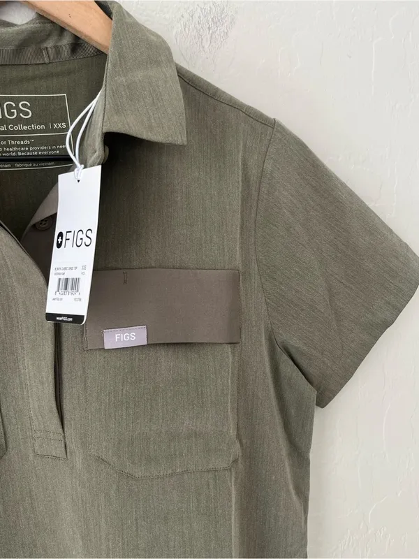 Figs Saiya Cargo scrub top heathered olive green NEW XXS limited edition - Image 8