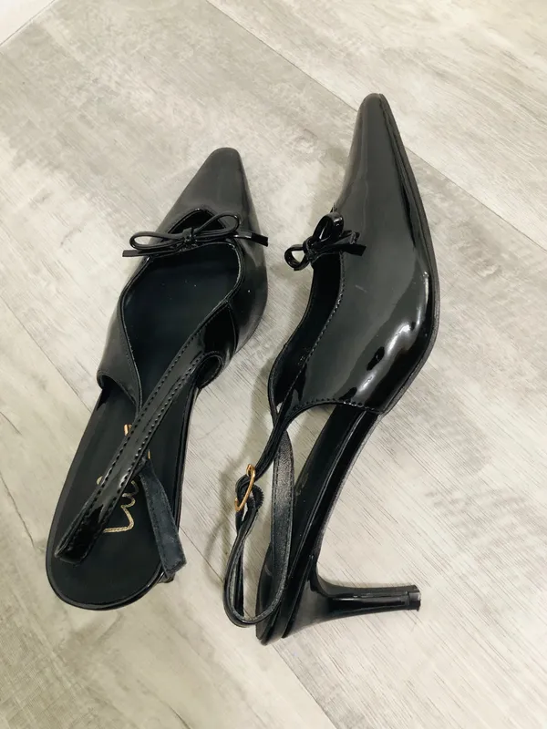 Lulus black bow pointed heels - Image 3