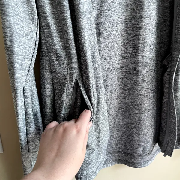 Athleta full zip heathered‎ gray sweater workout pockets women's S nylon hooded - Image 4