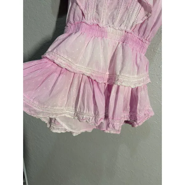 LoveShackFancy Natasha Heritage Mini Dress Pink Sz P (00)Fairy Whimsy Boho - Image 5