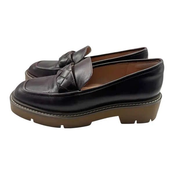 Nordstrom Notorie Burgundy Leather Chunky Platform Loafers Size 8.5 - Image 2