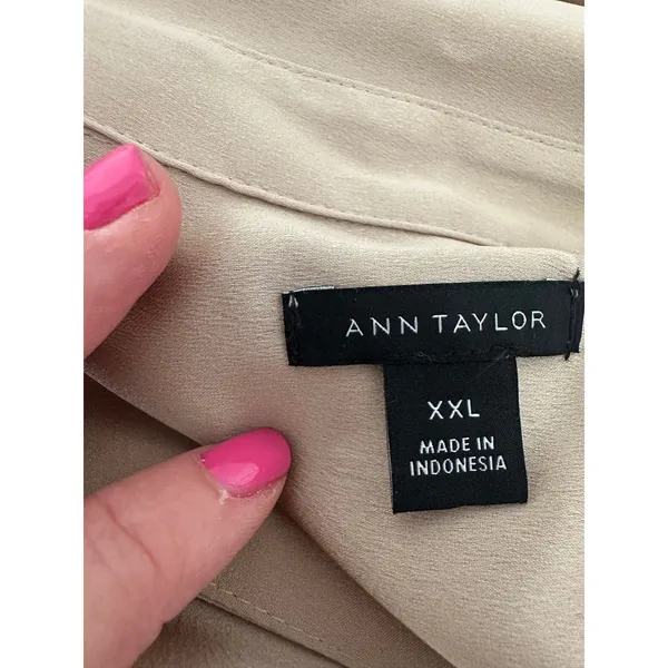 Ann Taylor Blouse Women‎ XXL Gold Satin Button Down Holiday Professional Office - Image 5