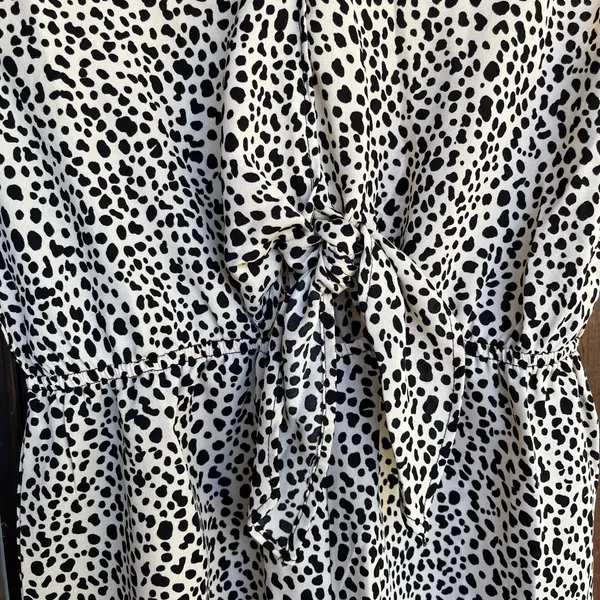Stylish Black and White Polka Dot Dress - Image 2