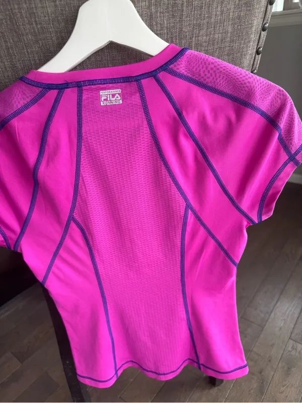 FILA Women's Short-Sleeve Performance Tee in Fuchsia with Purple Contrast - Image 5