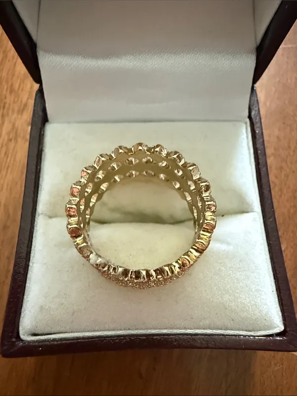 Textured Openwork Gold-Tone Band Ring for Women Size 6 1/4 - Image 5