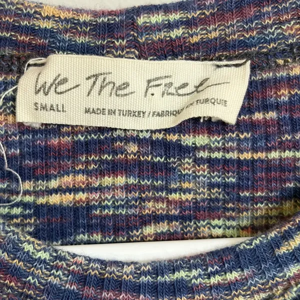 We The Free People Cold Shoulder Ribbed Knit‎ Space Dye Top Blue Purple Small - Image 3