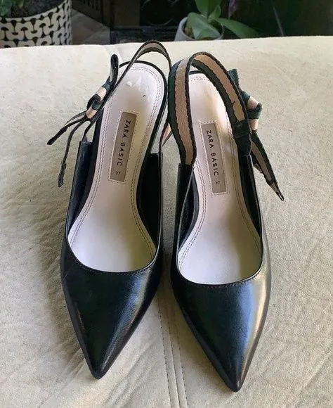 Zara black leather Heels Pumps - Image 2