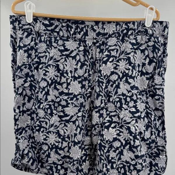 pure Jill 100% Linen Navy Floral Women’s Shorts J.Jill summer vacation beach L - Image 6