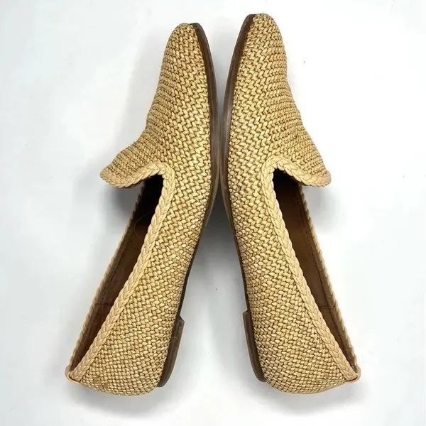 Zodiac Hill Natural Beige Raffia Woven Slip On Pointed Toe Loafers Size 8 - Image 4