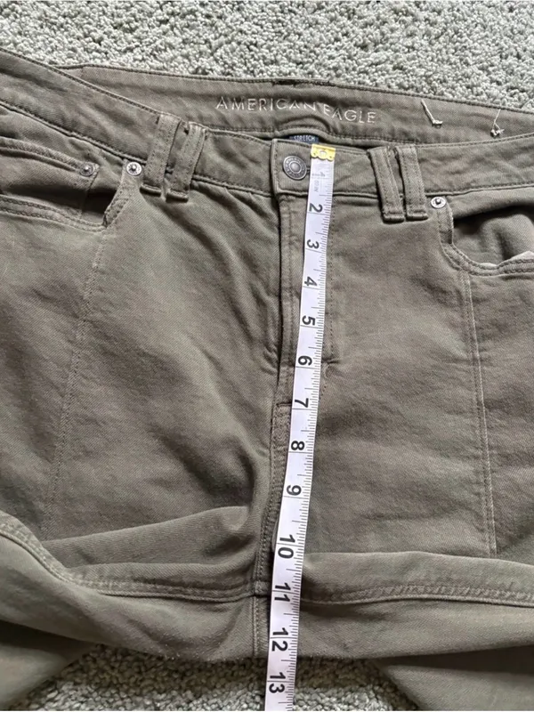 American Eagle Low Rise Baggy Wide Leg Green Pants Jeans Womens Size 12 Stretch - Image 7