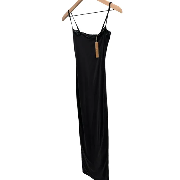 NWT Skims Fits Everybody Lace-Trimmed Stretch Maxi Dress Onyx XS ( Sold out) - Image 5