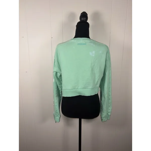Gymshark Women's 24/7 Cropped sweater‎ mint green custom bleached small - Image 2
