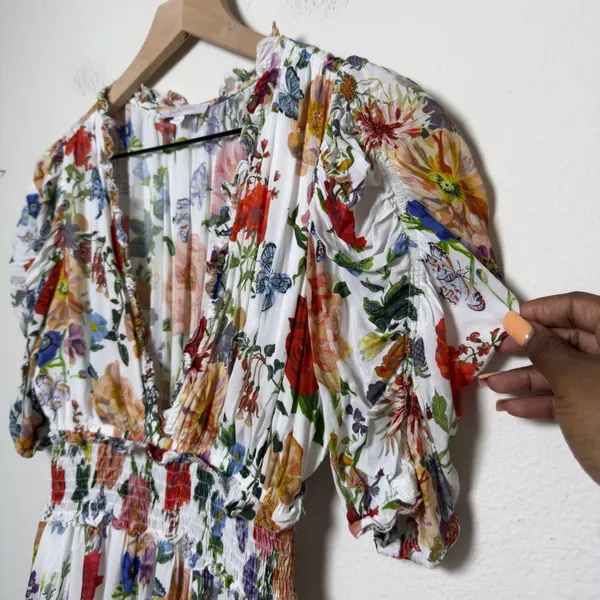 Olivaceous Women Babydoll Dress Small White Floral Butterfly Garden‎ Wedding - Image 3