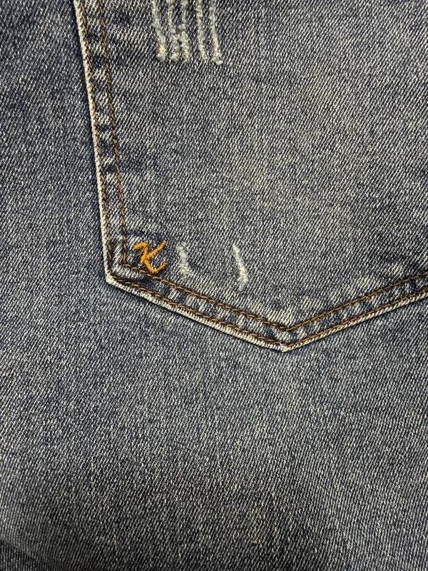Kut from the Kloth Hannah Denim Distressed Frayed Hem Mini Jean Skirt 14 - Image 3