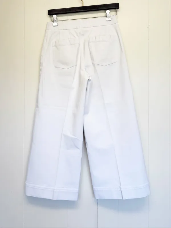 SPANX On The Go Cropped Wide Leg Pant in White Small - Image 7