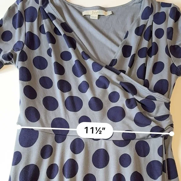 Boden Dress Women's Size 4 Long US, 8L UK Blue Polka Dot V Neck 3/4 Sleeves Work - Image 8