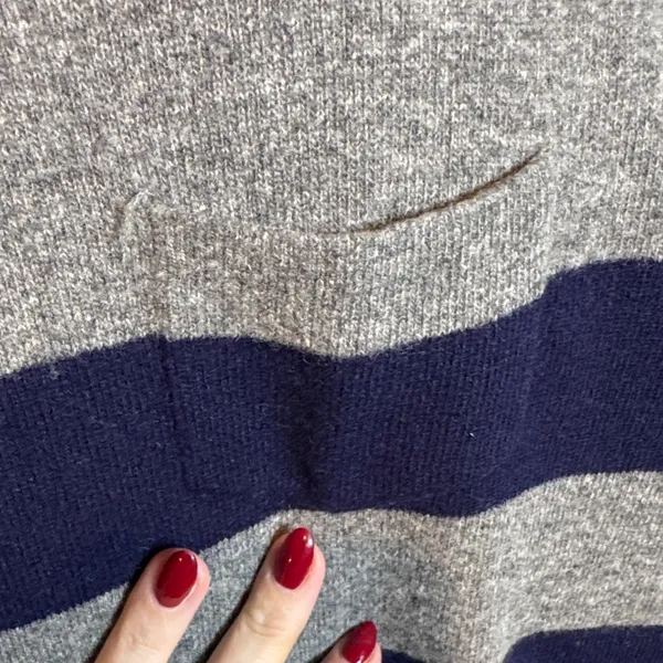 J. Crew Navy and Gray Striped lambs wool Short Sleeve Tee - Image 4