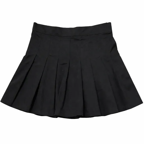 Mamba Jeans Black Pleated Mini Skirt Size L Juniors Zipper Repair Needed - Image 2