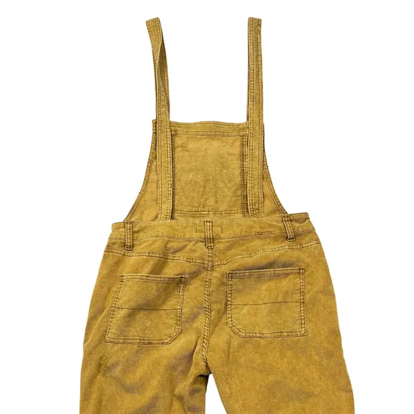 Free People Corduroy Overalls‎ Womens 29 Straight Leg Distressed Mustard Yellow - Image 5