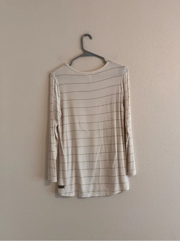Matilda Jane Cream Long-Sleeve Striped Scoop Neck Top - Image 3