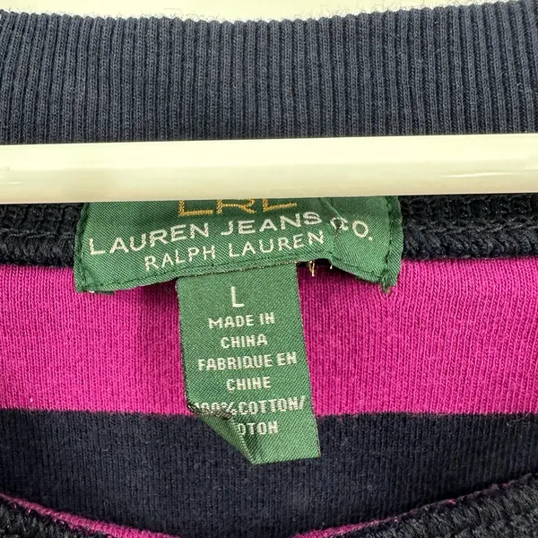 Lauren by Ralph Lauren‎ Size Large Shirt Black Pink Striped Edgy Punk Emo - Image 5