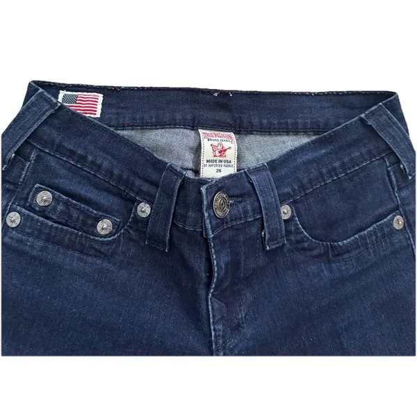 TRUE RELIGION MISTY STEEL PANEL Womens‎ JEANS Low Rise Y2K Skinny Straight Sz 26 - Image 3