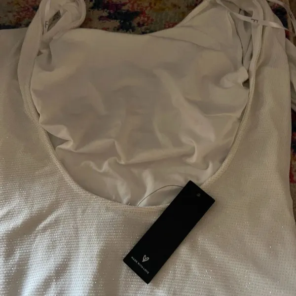 NWT Lulus Gift of Love White‎ and Silver Backless Long Sleeve Mini Dress L - Image 12
