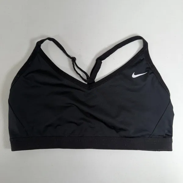 NIKE S Small Dri-Fit Indy Light Support Sports Bra Black Swoosh Logo Women's - Image 3