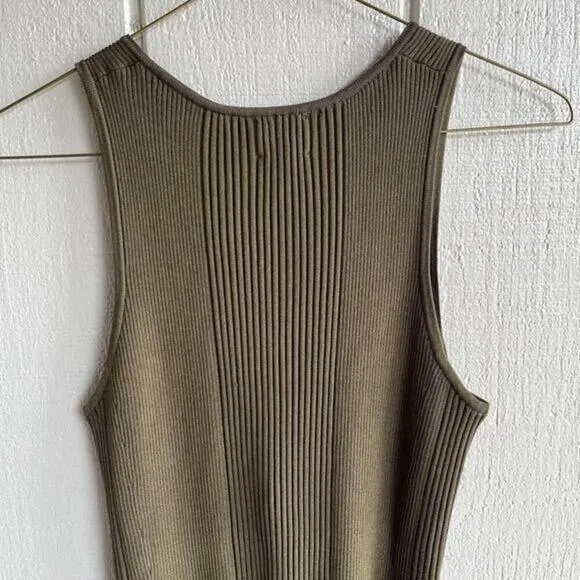 Torn by Ronny Kobo Lace Up Ribbed Knit Mini Dress‎ in Olive Green Size M - Image 8