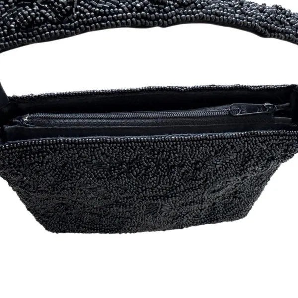 Vintage La Regale Black Beaded Evening Handbag - Image 4