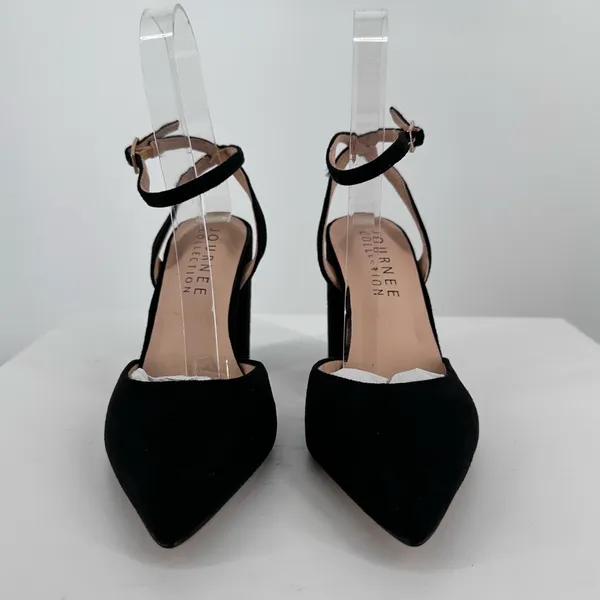 Journee Tyyra Ankle Strap Pump in Black size 6 Block Heel Pointed Toe - Image 4