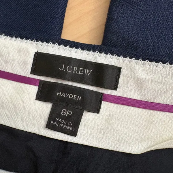 J CREW Hayden Kickout Crop Pant In Stretch Linen Navy Blue‎ Sie 8P - Image 3