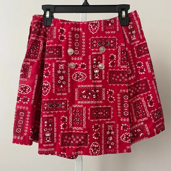 VTG Cotton Bandana Boho Cowgirl Western Red Skort 24 Red - Image 4