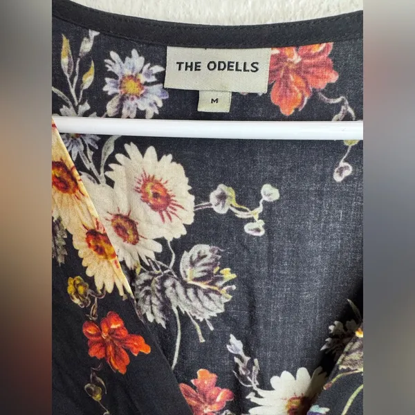 The Odells x Anthropologie Black Floral‎ Print Rayon V-neck Midi Dress Size M - Image 3