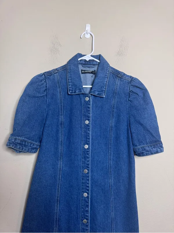 Blank NYC Walk In The Park Puff Sleeve Mini Denim Dress - Image 5