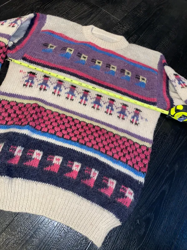 Vintage 80s Peruvian Alpaca Folk Hand Knit Sweater Llama Peru - Image 8
