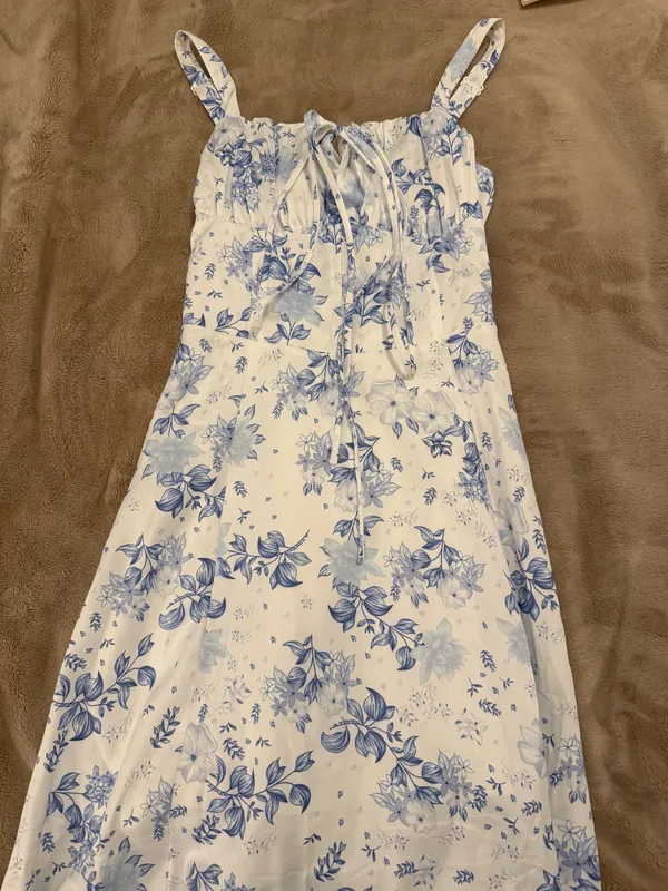 Blue and White Women’s Floral Corset Dress - Image 6
