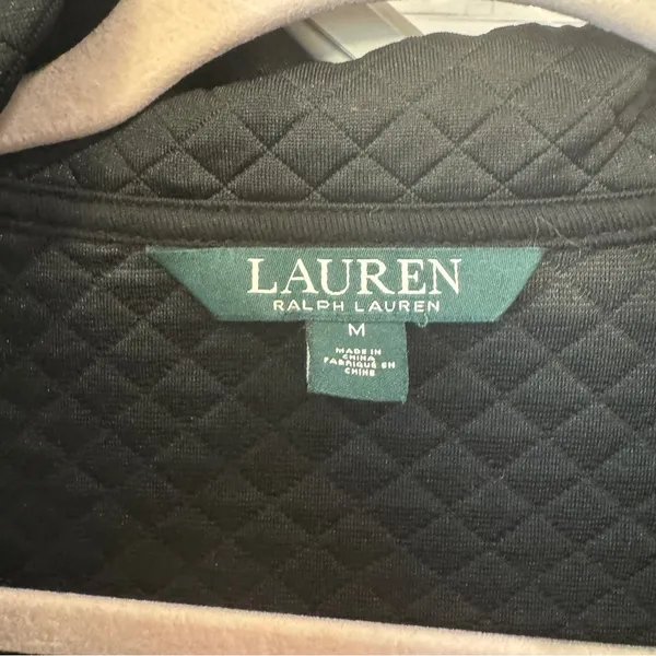 Lauren Ralph Lauren Women's M‎ Quilted Black Vest High collar Full Zip - Image 2