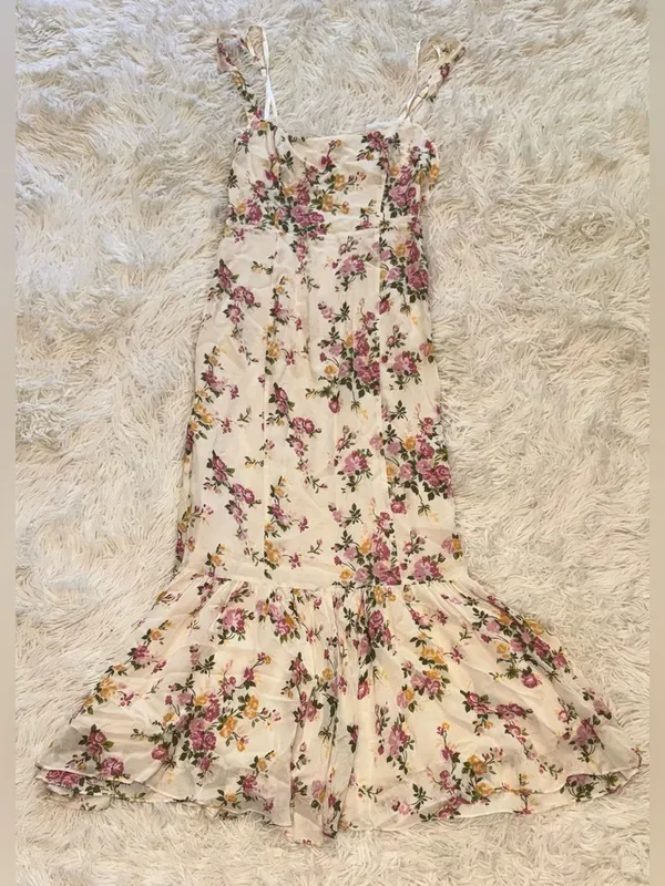 NEW Reformation Irisa Floral ivory Midi Dress Sz 6 - Image 7