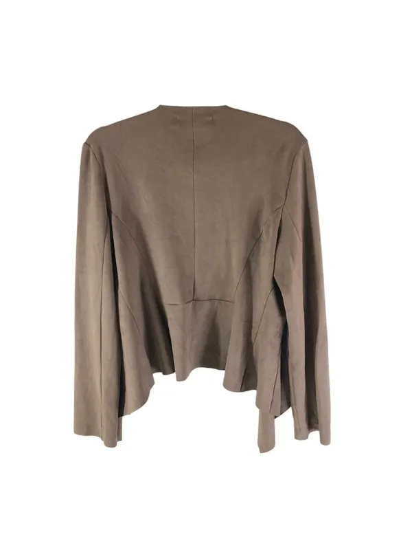 Do+Be Brown Open-Front Waterfall Cardigan Jacket Large Faux Suede - Image 2