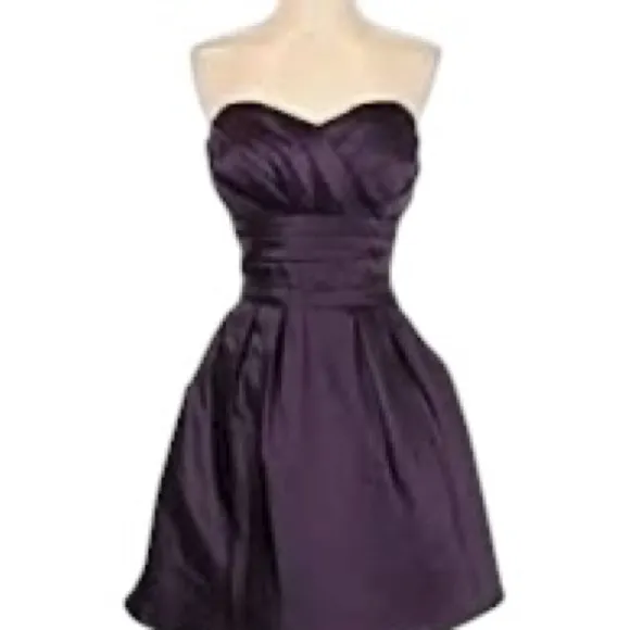 Bill Levkoff Purple Satin Strapless Sweetheart Dress Size 10 Formal Wedding EUC - Image 6
