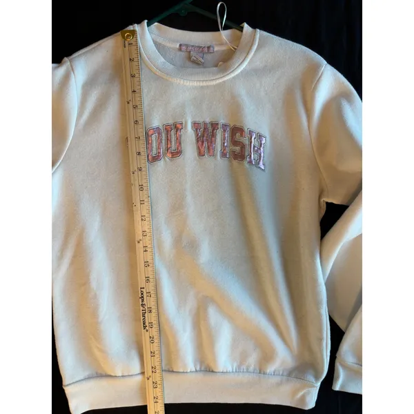 Balanced Motion You Wish Graphic Crewneck Sweatshirt White Metallic Purple Small - Image 2