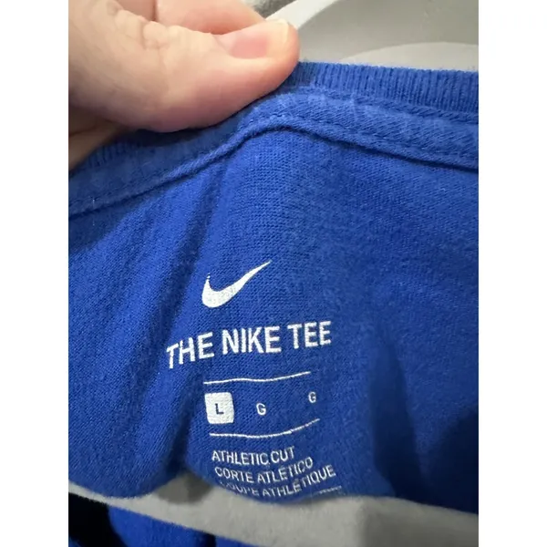 Nike Womens Blue Athletic Cut‎ Tee Go Big Blue UK Logo Large Cotton Blend - Image 4