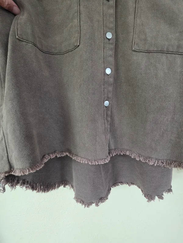 POL Cable Knit Sleeve Shacket Chocolate & Cream Small - Image 11
