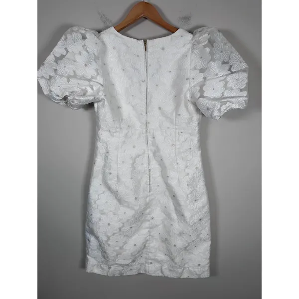 Lilly Pulitzer Citra Floral Embroidered Puff Sleeve Sheath Dress Women 00 White - Image 6