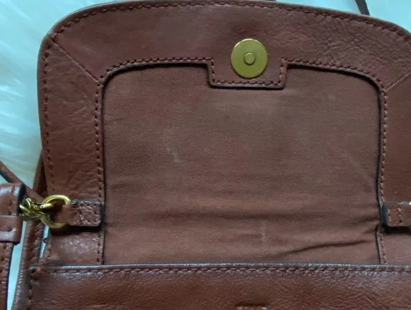 FRYE Ring Crossbody Purse Handbag Brown Leather - Image 5