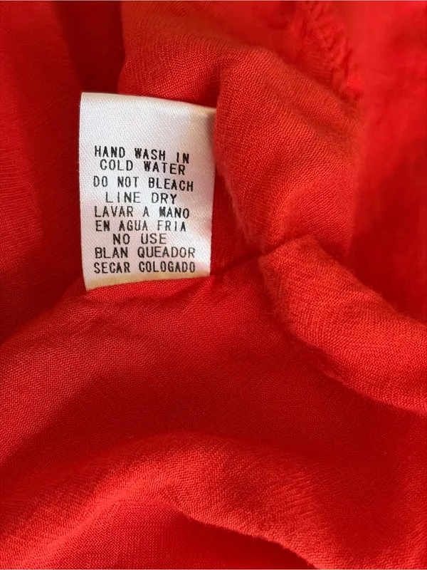 entro Bright Coral Sleeveless Embroidered midi shift dress Sz S cottagecore - Image 8