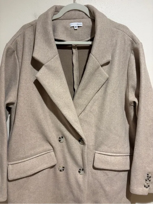 Baltic Born Anderson Double Breasted Long Coat Natural Size M/L - Image 9